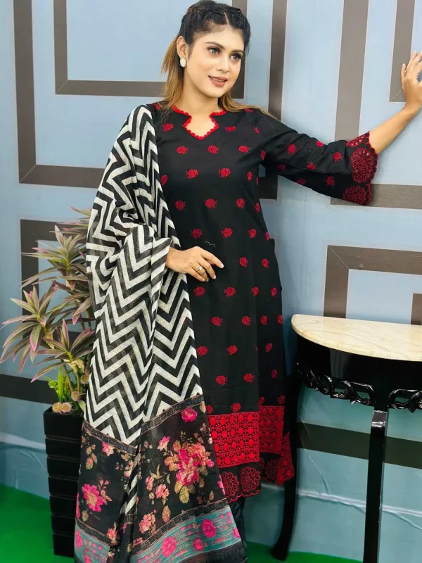 Unstiched Light Blue Color শিফলি এমব্রয়ডারি